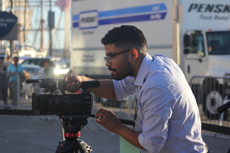 Jesus Lopez setting up the camera